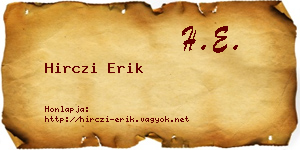 Hirczi Erik névjegykártya